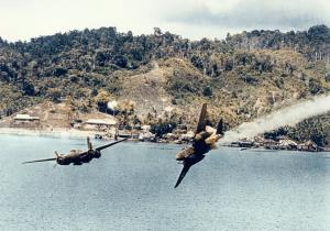 Asisbiz 43 9432 A 20G Havoc 5AF 312BG387BS anti aircraft fire over Kokas New Guinea 22 July 1944 02 Copy